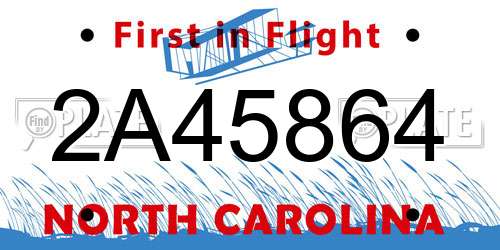 2A45864 North Carolina License Plate