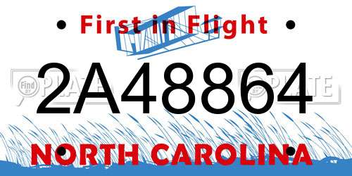2A48864 North Carolina License Plate