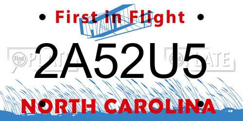 2A52U5 North Carolina License Plate