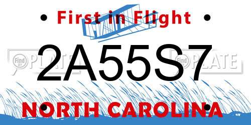 2A55S7 North Carolina License Plate