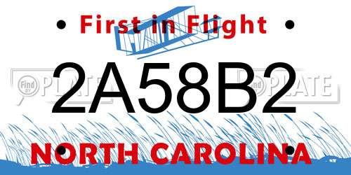 2A58B2 North Carolina License Plate