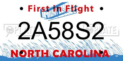 2A58S2 North Carolina License Plate
