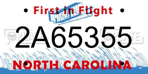 2A65355 North Carolina License Plate