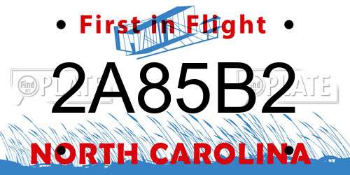 2A85B2 North Carolina License Plate