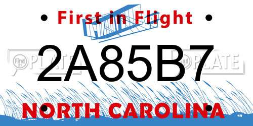 2A85B7 North Carolina License Plate