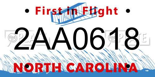 2AA0618 North Carolina License Plate