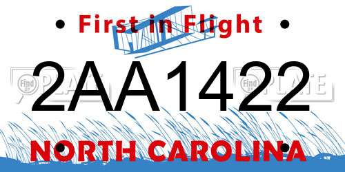 2AA1422 North Carolina License Plate