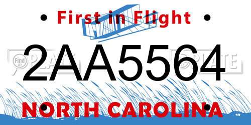 2AA5564 North Carolina License Plate