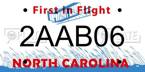 2AAB06 North Carolina License Plate