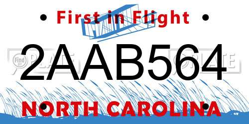 2AAB564 North Carolina License Plate