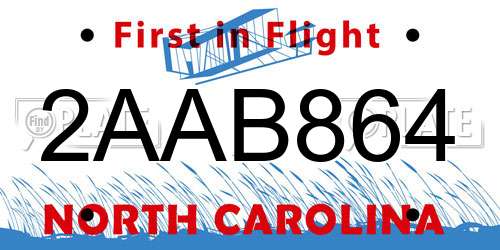 2AAB864 North Carolina License Plate