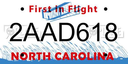 2AAD618 North Carolina License Plate