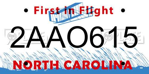 2AAO615 North Carolina License Plate