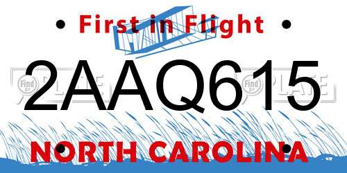 2AAQ615 North Carolina License Plate