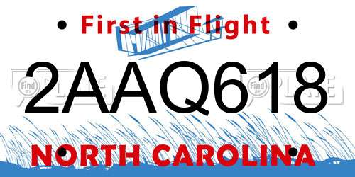 2AAQ618 North Carolina License Plate