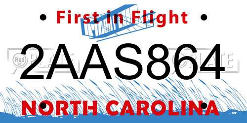 2AAS864 North Carolina License Plate