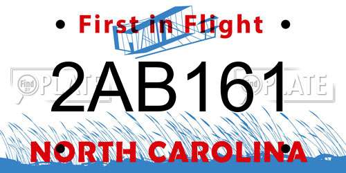 2AB161 North Carolina License Plate