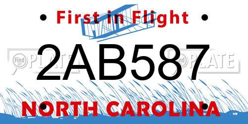 2AB587 North Carolina License Plate