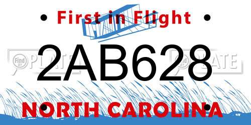 2AB628 North Carolina License Plate