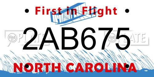 2AB675 North Carolina License Plate