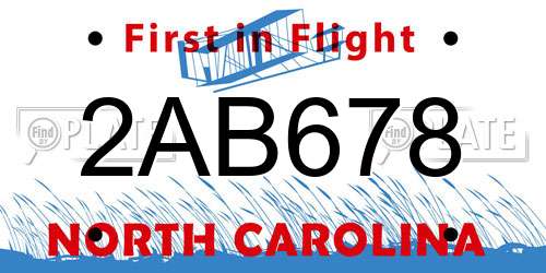 2AB678 North Carolina License Plate