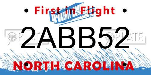 2ABB52 North Carolina License Plate
