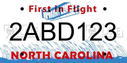 2ABD123 North Carolina License Plate
