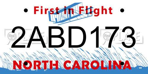 2ABD173 North Carolina License Plate