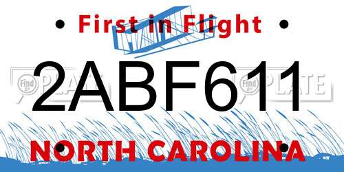 2ABF611 North Carolina License Plate