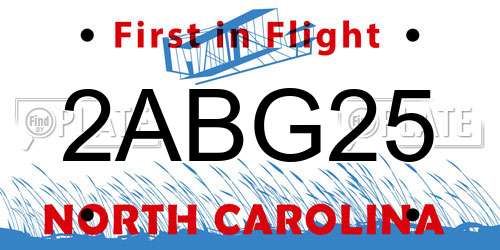 2ABG25 North Carolina License Plate