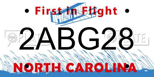 2ABG28 North Carolina License Plate
