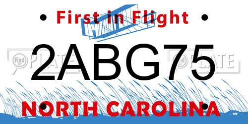 2ABG75 North Carolina License Plate