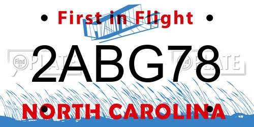 2ABG78 North Carolina License Plate