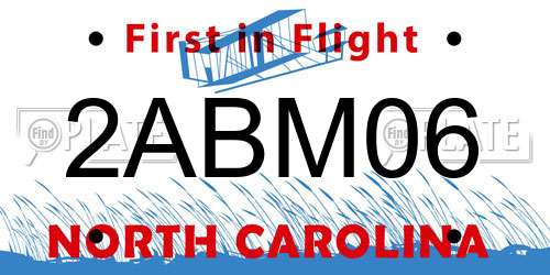 2ABM06 North Carolina License Plate