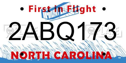 2ABQ173 North Carolina License Plate
