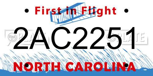 2AC2251 North Carolina License Plate