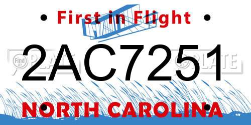 2AC7251 North Carolina License Plate
