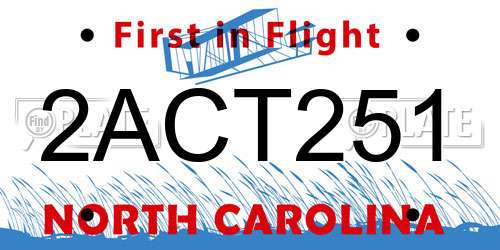 2ACT251 North Carolina License Plate