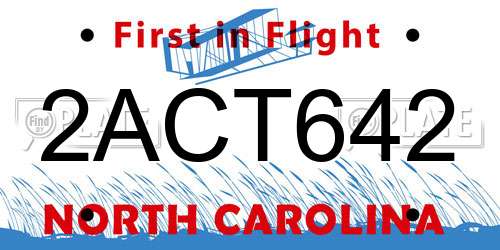 2ACT642 North Carolina License Plate