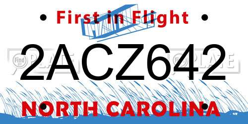 2ACZ642 North Carolina License Plate