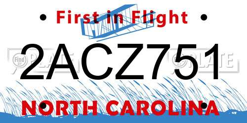 2ACZ751 North Carolina License Plate