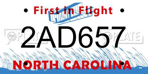 2AD657 North Carolina License Plate