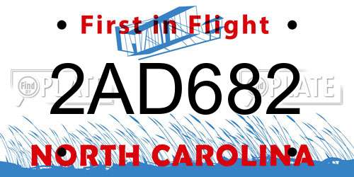 2AD682 North Carolina License Plate