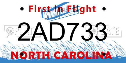 2AD733 North Carolina License Plate