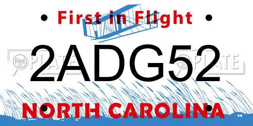 2ADG52 North Carolina License Plate