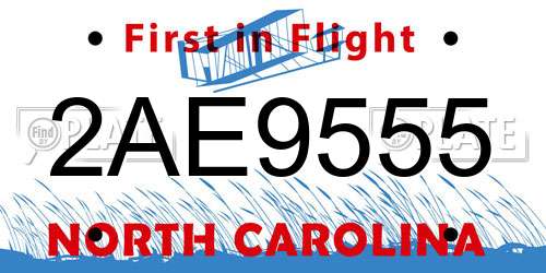 2AE9555 North Carolina License Plate