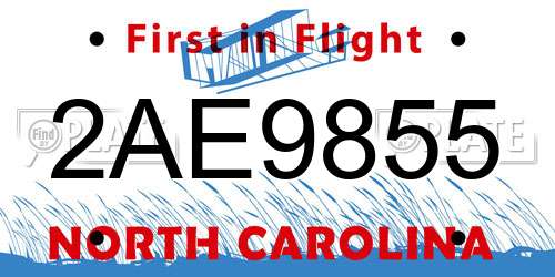 2AE9855 North Carolina License Plate