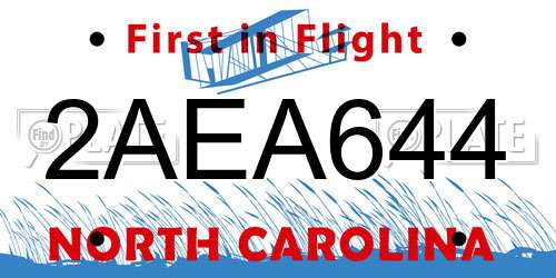 2AEA644 North Carolina License Plate