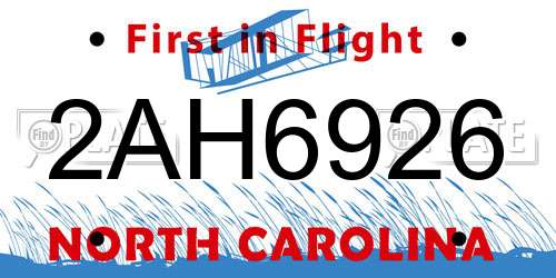 2AH6926 North Carolina License Plate