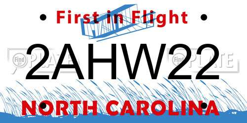 2AHW22 North Carolina License Plate